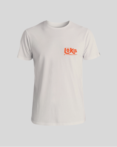 Beige t-shirt with 'Loka' logo 